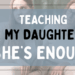A mom and teenage daughter sitting together, representing a blog post about helping daughters build self-confidence, titled Teaching My Daughter She's Enough.