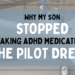 The tail of an airplane in a hangar with the title 'Why My Son Stopped Taking ADHD Medication: The Pilot Dream' overlaid.
